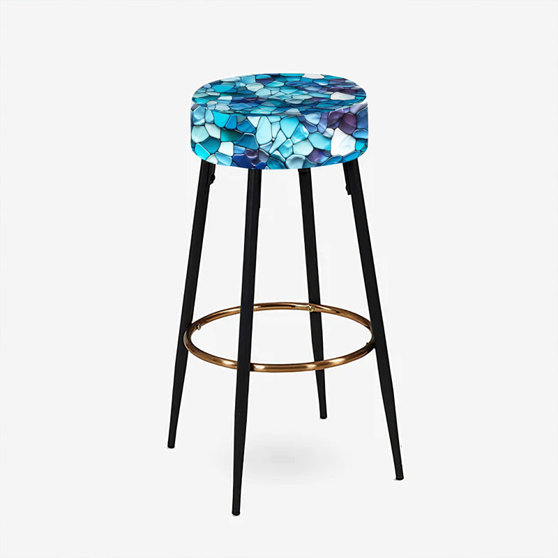 Ocean Blue Mosaic Turquoise Tropical Bar Stools Set Of 2